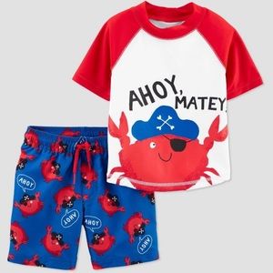 NWT Rashguard Swim Trunks Set